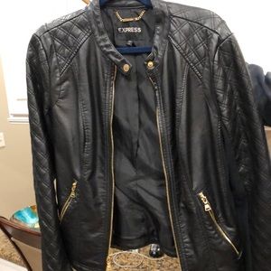 Express black leather jacket